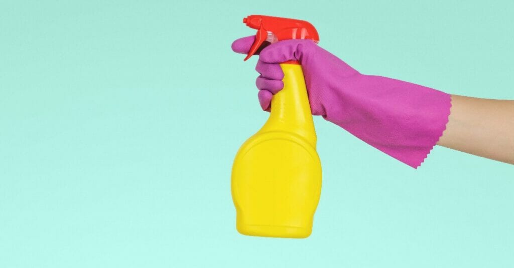 Spray bottle represents crm data cleanup